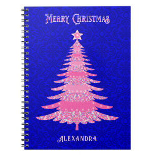 Frohe Weihnachten Pink Tree Personalisierte Schnee Notizblock