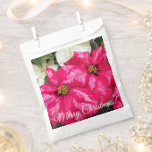 Frohe Weihnachten Pink Variegated Poinsettias Flor Geschenktütchen (Ausgeschnitten)