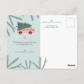 Frohe Weihnachten Pink Vintage Stadtanschauung & V Postkarte (Rückseite)