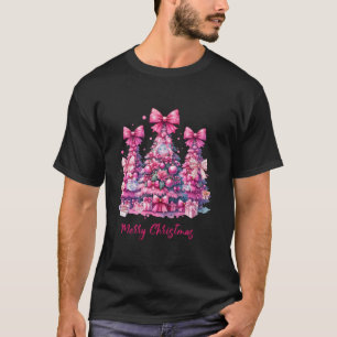 Frohe Weihnachten Pink Weihnachtsbaum Coquette Bow T-Shirt
