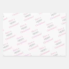 Frohe Weihnachten | Pink White Hot Pink Typografie Geschenkpapier Set