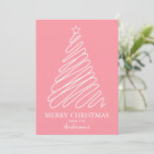 Frohe Weihnachten Pink White Scribble Tree (Stehend Vorderseite)