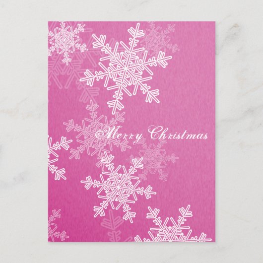 Frohe Weihnachten Pink White Snowflakes Minimalist (Vorderseite)