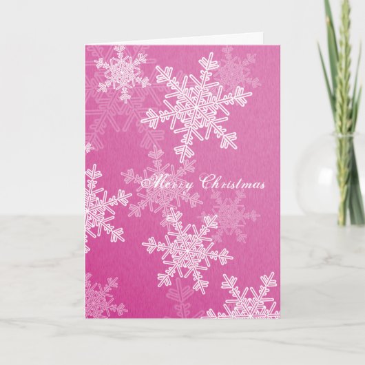 Frohe Weihnachten Pink White Snowflakes Minimalist (Vorderseite)