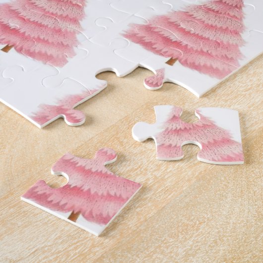 Frohe Weihnachten Pinker Baum Puzzle (Seite)