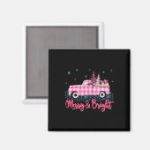 Frohe Weihnachten Pinker Leopard LKW Baum Lustiges Magnet (Vorderseite/Rückseite)