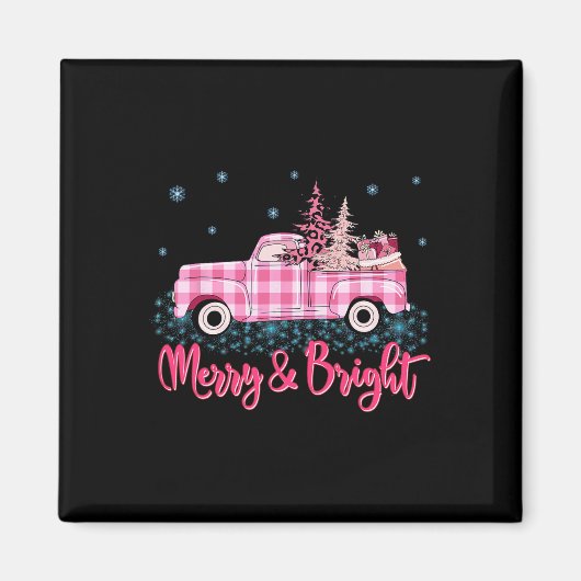 Frohe Weihnachten Pinker Leopard LKW Baum Lustiges Magnet (Vorne)