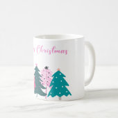 Frohe Weihnachten pinkfarbene Weihnachtsbäume Tass Kaffeetasse (VorderseiteRechts)
