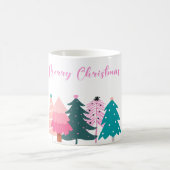 Frohe Weihnachten pinkfarbene Weihnachtsbäume Tass Kaffeetasse (Mittel)