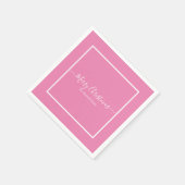 Frohe Weihnachten pinkfarbener Name Serviette (Ecke)