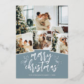 Frohe Weihnachten Pinsel Schrift 5 Foto Folien Feiertagskarte (Vorderseite)