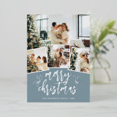 Frohe Weihnachten Pinsel Schrift 5 Foto Folien Feiertagskarte (Stehend vorne)