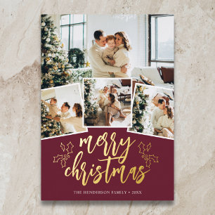 Frohe Weihnachten Pinsel Schrift Foto Folien Feiertagskarte