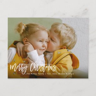Frohe Weihnachten Pinselschrift White Holiday Foto Postkarte