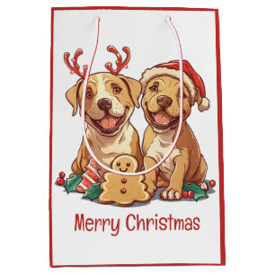 Frohe Weihnachten Pit Bull Hunde Mittlere Geschenktüte