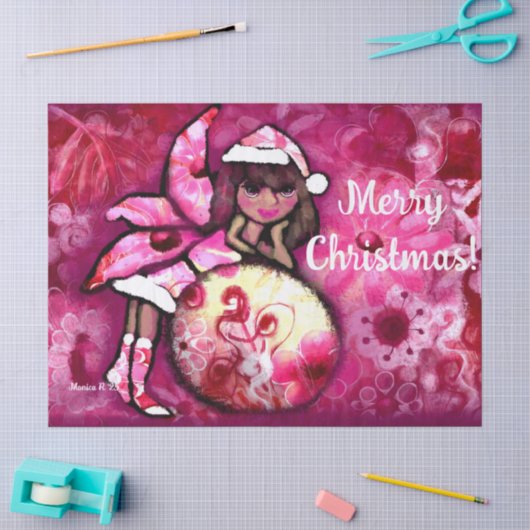 Frohe Weihnachten Pixie Whimsical Floral Decoupage Seidenpapier (Basteln)