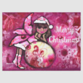 Frohe Weihnachten Pixie Whimsical Floral Decoupage Seidenpapier (Vorderseite)