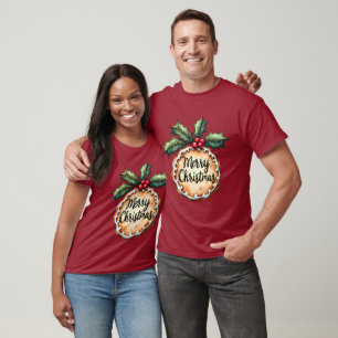 Frohe Weihnachten Plätzchen mit Stechpalmen-Beeren T-Shirt