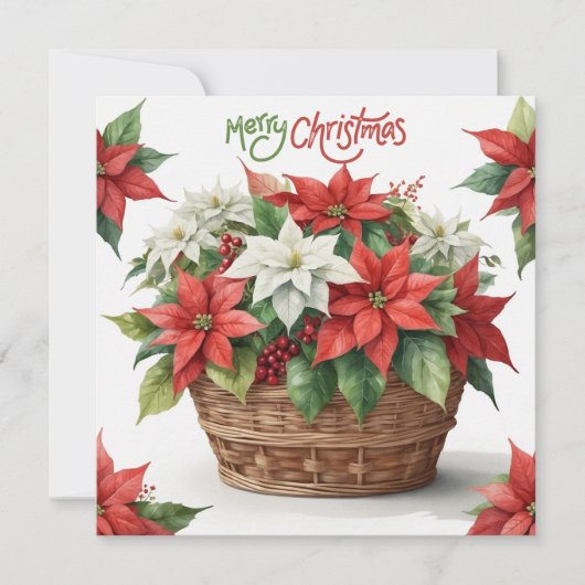 Frohe Weihnachten Poinsettia Basket (Vorderseite)