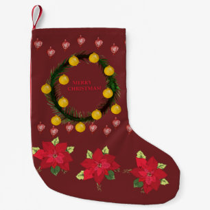 Frohe Weihnachten & Poinsettia Blume Kleiner Weihnachtsstrumpf