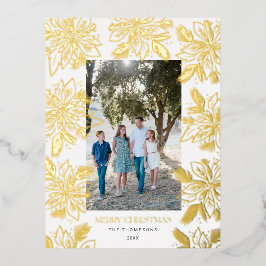 Frohe Weihnachten Poinsettia Blume White Folien Feiertagspostkarte