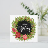 Frohe Weihnachten Poinsettia Blumenreath Editable (Stehend Vorderseite)