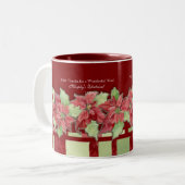 Frohe Weihnachten Poinsettia Business Personalisie Zweifarbige Tasse (Vorderseite Links)
