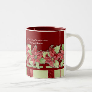 Frohe Weihnachten Poinsettia Business Personalisie Zweifarbige Tasse