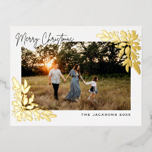 Frohe Weihnachten Poinsettia Design Folien Feiertagspostkarte