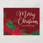 Frohe Weihnachten Poinsettia Elegant Red Custom Postkarte (Vorderseite)