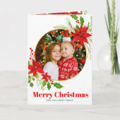 Frohe Weihnachten Poinsettia Familienbrief Foto (Vorderseite)