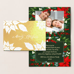 Frohe Weihnachten. Poinsettia frame Luxury Folienkarte
