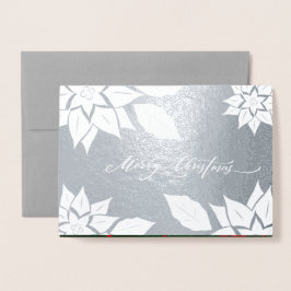 Frohe Weihnachten. Poinsettia frame Luxury Folienkarte
