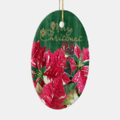Frohe Weihnachten Poinsettia Keramik Ornament (Rechts)