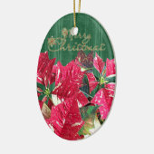 Frohe Weihnachten Poinsettia Keramik Ornament (Links)