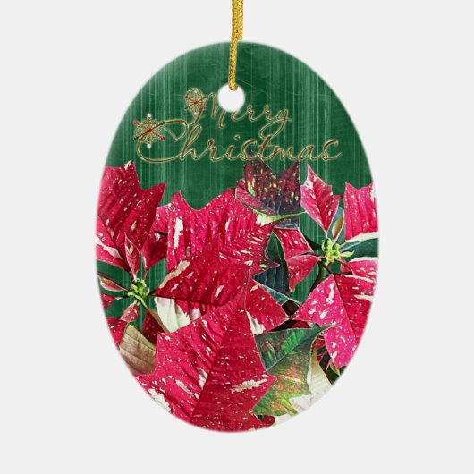 Frohe Weihnachten Poinsettia Keramik Ornament (Vorne)