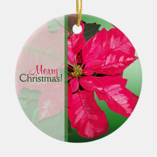 Frohe Weihnachten Poinsettia Keramik Ornament (Vorne)