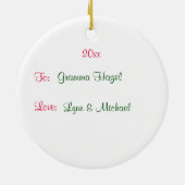 Frohe Weihnachten Poinsettia Keramik Ornament (Hinten)