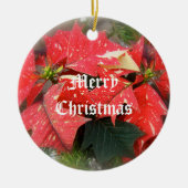 Frohe Weihnachten Poinsettia Ornament Red White (Vorne)