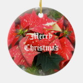 Frohe Weihnachten Poinsettia Ornament Red White (Hinten)