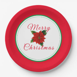 Frohe Weihnachten Poinsettia Papierparty-Teller Pappteller