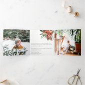 Frohe Weihnachten Poinsettia Pine 3 Foto Wasserfar Dreifach Gefaltete Urlaubskarte (Innenseite)