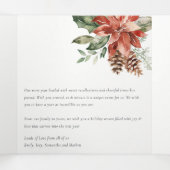 Frohe Weihnachten Poinsettia Pine 3 Foto Wasserfar Dreifach Gefaltete Urlaubskarte (Innenseite Mitte)
