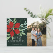 Frohe Weihnachten Poinsettia Weihnachtsdesign (Stehend Vorderseite)