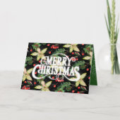 Frohe Weihnachten Poinsettias Faltded Holiday Foto Karte (Vorderseite)