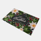 Frohe Weihnachten Poinsettias Fußmatte (Schrägansicht)