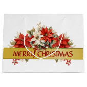 Frohe Weihnachten Poinsettias Große Geschenktüte (Vorderseite)
