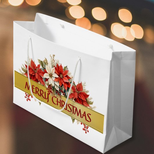 Frohe Weihnachten Poinsettias Große Geschenktüte