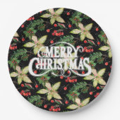 Frohe Weihnachten Poinsettias Holiday Pappteller (Vorderseite)