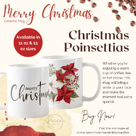 Frohe Weihnachten Poinsettias Keramik Tasse